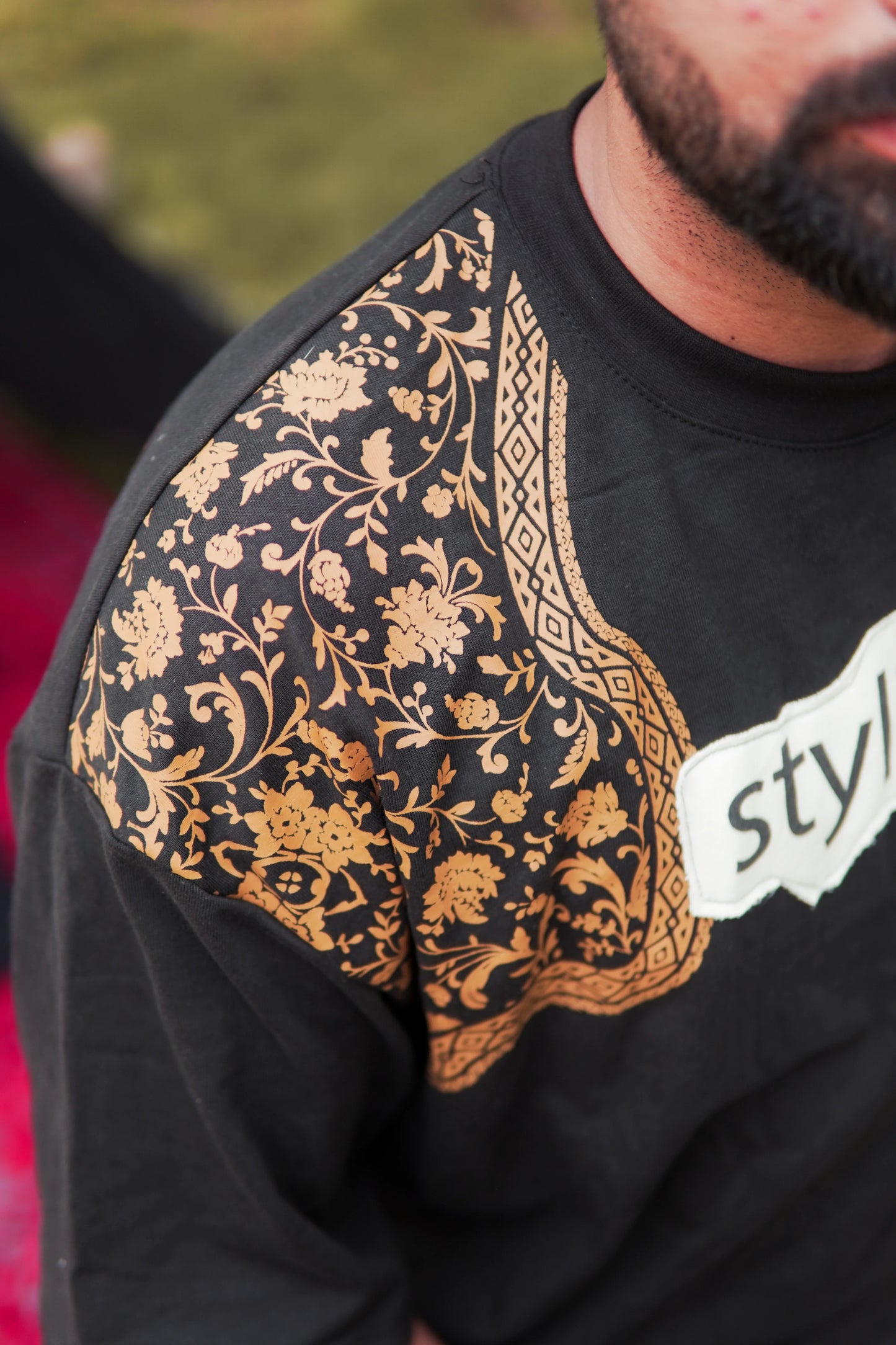 Bharosa – Oversized Beige Black T-Shirt with Large Screen Print
