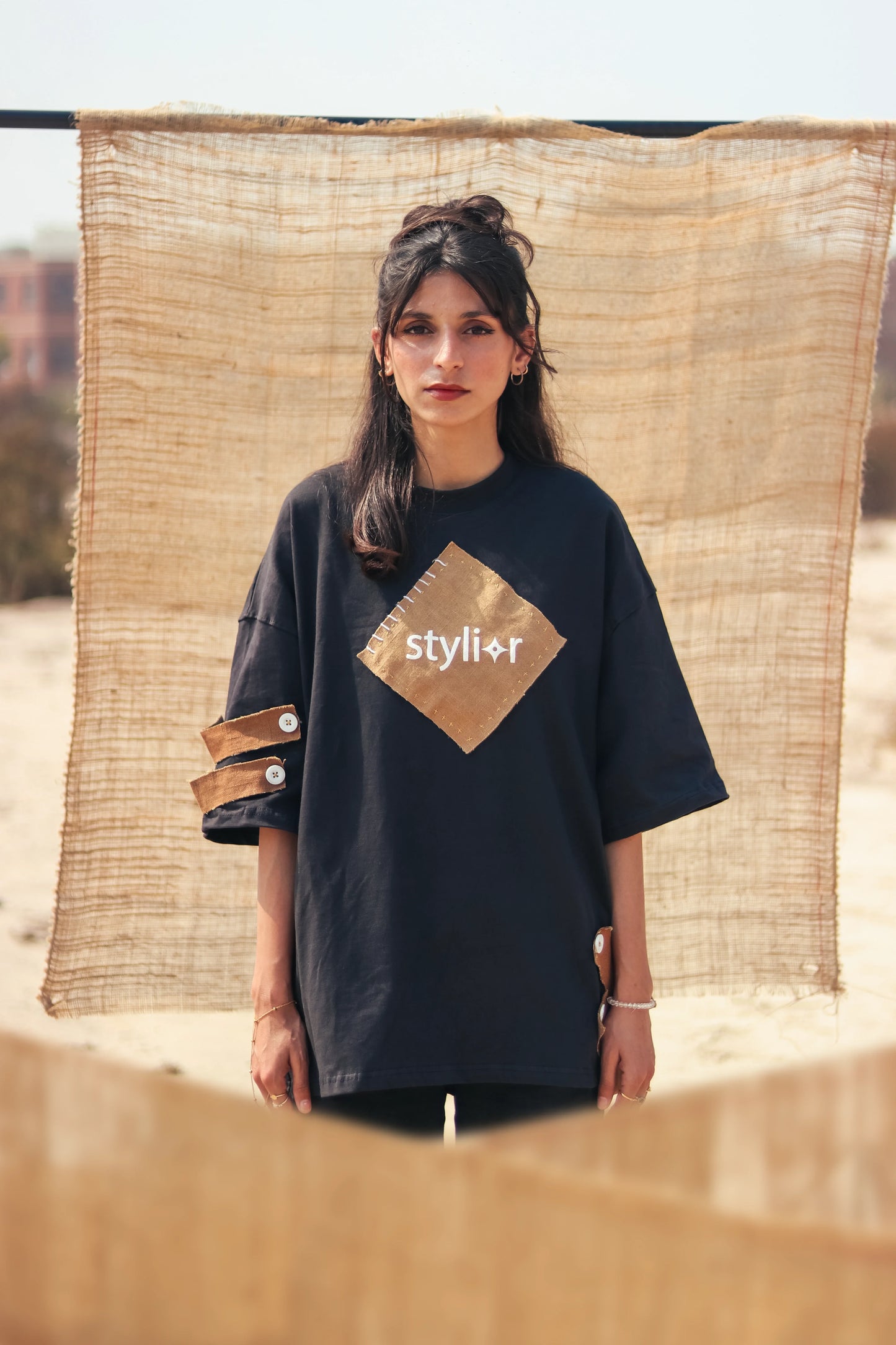 Khawab – Oversized Beige T-Shirt with Sack Texture