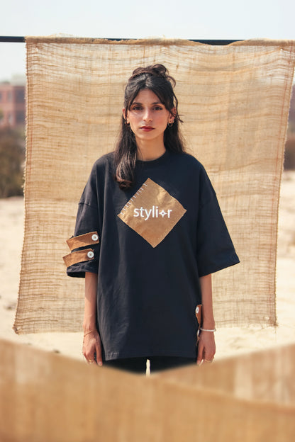 Khawab – Oversized Beige T-Shirt with Sack Texture